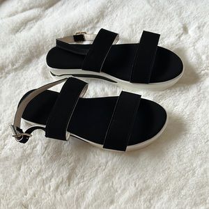 Black and white sandals